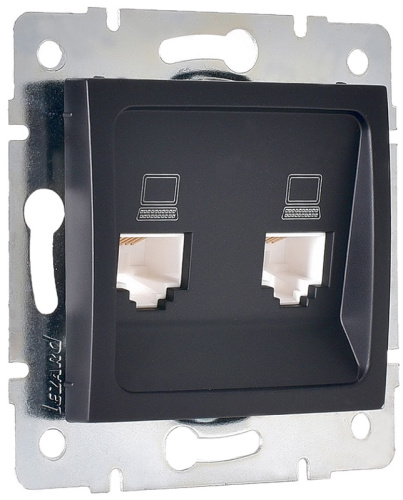 Розетка компьютерная без рамки Lezard Karina 2-м. RJ45 5e черный бархат Lezard — купить по цене от 885 ₽ | ПрофБезопасность