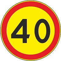 Дорожный знак 3.24 - Ограничение максимальной скорости 40 км/ч на желтом фоне картинка