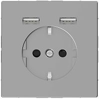 Розетка с заземлением +2xUSB тип A+A без рамки Schneider Electric Merten D-Life 1-м. сталь Schneider Electric — купить по цене от 8&nbsp;600 ₽ | ПрофБезопасность