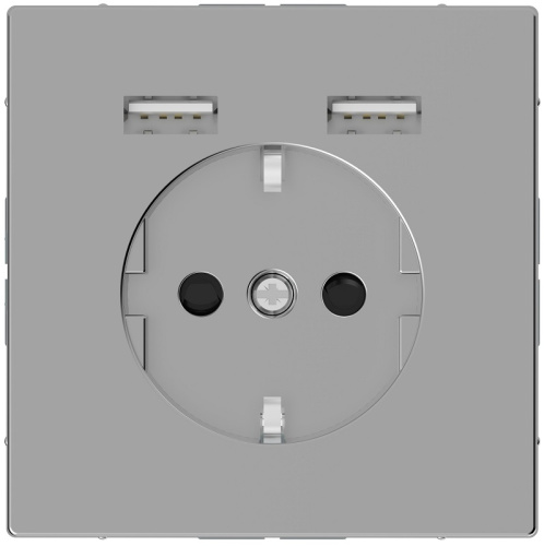 Розетка с заземлением +2xUSB тип A+A без рамки Schneider Electric Merten D-Life 1-м. сталь Schneider Electric — купить по цене от 8&nbsp;600 ₽ | ПрофБезопасность