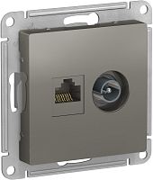 Розетка RJ45+TV Оконечная без рамки Systeme Electric AtlasDesign 2-м. сталь