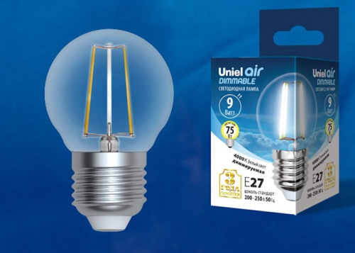 Лампа светодиодная диммируемая Uniel Air G45 Шар LED-G45-9W/NW/E14/CL Е14 220В 9Вт 4000К, Uniel, купить, цена, доставка, безопасность фото 2 Лампа светодиодная диммируемая Uniel Air G45 Шар LED-G45-9W/NW/E14/CL Е14 220В 9Вт 4000К Uniel — купить по цене от 370 ₽ | ПрофБезопасность фото 2