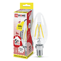 Лампа светодиодная филамент InHome Deco С37 Свеча CL 5Вт 230В Е14 450Лм 3000К  In Home — купить по цене от 110 ₽ | ПрофБезопасность