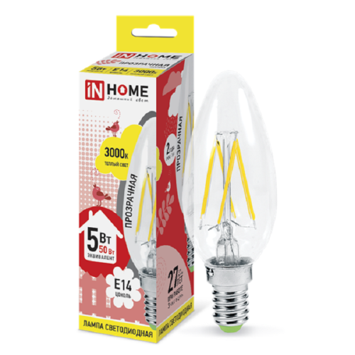 Лампа светодиодная филамент InHome Deco С37 Свеча CL 5Вт 230В Е14 450Лм 3000К , In Home, купить, цена, доставка, безопасность Лампа светодиодная филамент InHome Deco С37 Свеча CL 5Вт 230В Е14 450Лм 3000К In Home — купить по цене от 110 ₽ | ПрофБезопасность