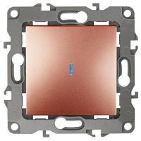Выключатель с подсветкой без рамки Эра S12 1-кл 10А медь