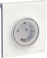 Розетка с заземлением с рамкой Schneider Electric Odace 1-м. крышка шторки IP44 белый