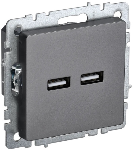 Розетка USB тип A+A без рамки IEK Brite РЮ10-1-БрС 2-м. 3100мА сталь IEK — купить по цене от 1&nbsp;680 ₽ | ПрофБезопасность