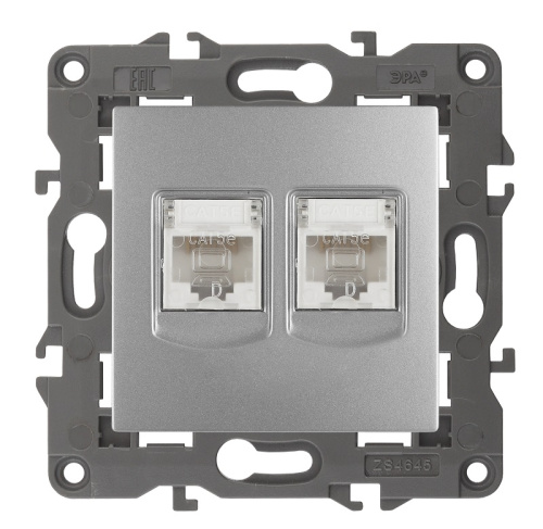 Розетка компьютерная без рамки Эра Elegance 2-м. RJ45+RJ45 5e алюминий Эра — купить по цене от 1&nbsp;125 ₽ | ПрофБезопасность