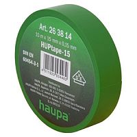 Изолента Haupa ПВХ, цвет зеленый, шир. 15мм, длина 10 м, d 60 мм