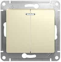 Выключатель с подсветкой без рамки Systeme Electric Glossa 2-кл. бежевый