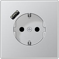 Розетка с заземлением +1хUSB тип A без рамки Jung LS990 metal 1-м. алюминий Jung — купить по цене от 32&nbsp;191 ₽ | ПрофБезопасность