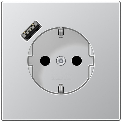 Розетка с заземлением +1хUSB тип A без рамки Jung LS990 metal 1-м. алюминий Jung — купить по цене от 32&nbsp;191 ₽ | ПрофБезопасность