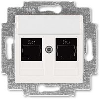 Розетка компьютерная без рамки ABB EPJ Levit 2-м. RJ45+RJ45 5e жемчуг