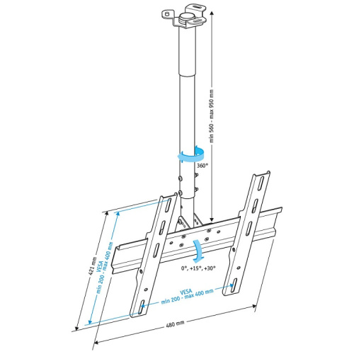 Кронштейн потолочный Holder PR-101-W 32-65" Белый фото 2
