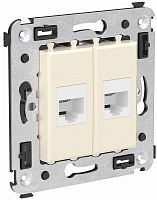 Розетка телефонная без рамки DKC Avanti 2-м. RJ12+RJ12 ванильная дымка