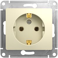 Розетка с заземлением без рамки Systeme Electric Glossa 1-м. бежевый