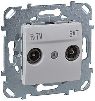 Розетка TV+R+SAT Оконечная без рамки Schneider Electric Unica 1-м. белый Schneider Electric — купить по цене от 1&nbsp;726 ₽ | ПрофБезопасность