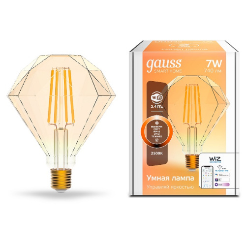 Лампа светодиодная филамент диммируемые Gauss Smart Home Diamond Golden Е27 220В 7Вт 2500К, Gauss, купить, цена, доставка, безопасность Лампа светодиодная филамент диммируемые Gauss Smart Home Diamond Golden Е27 220В 7Вт 2500К Gauss — купить по цене от 2 740 ₽ | ПрофБезопасность