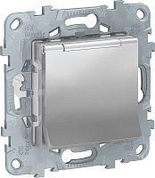 Розетка с заземлением без рамки Schneider Electric Unica New 1-м. крышка шторки IP40 алюминий Schneider Electric — купить по цене от 1&nbsp;140 ₽ | ПрофБезопасность