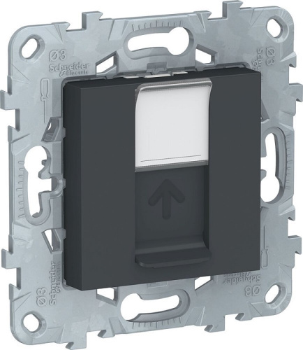 Розетка компьютерная без рамки Schneider Electric Unica New 1-м. RJ45 5e антрацит Schneider Electric — купить по цене от 1&nbsp;538 ₽ | ПрофБезопасность