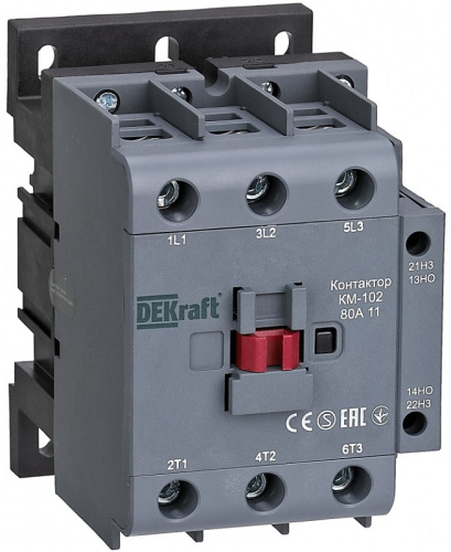 Контактор DEKraft КМ-102 3п 1НО+1НЗ 80А 48В тип АС3 