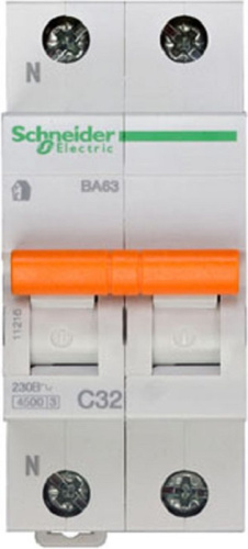 Выключатель автоматический Schneider Electric Домовой 2п C 32А ВА63 4.5кА фото 2