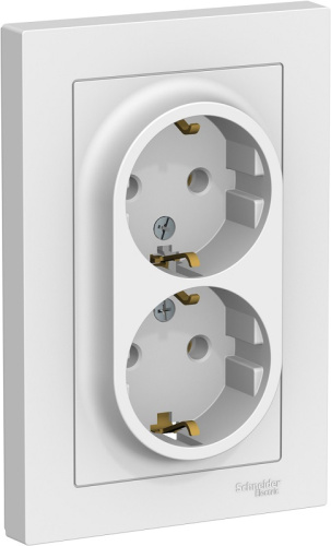 Розетка с заземлением Systeme Electric AtlasDesign 1-м. 2 мод. белый