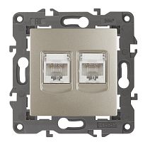 Розетка компьютерная без рамки Эра Elegance 2-м. RJ45+RJ45 5e шампань
