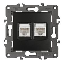 Розетка компьютерная без рамки Эра Elegance 2-м. RJ45+RJ45 5e антрацит