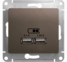 Розетка USB тип A+A без рамки Systeme Electric Glossa 2-м. 2100мА шоколад