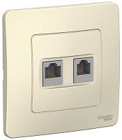 Розетка телефон+компьютер с рамкой Systeme Electric Blanca 2-м. RJ11+RJ45 5е молочный