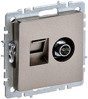 Розетка RJ45+TV Оконечная без рамки IEK Brite РТВ/РК12-БрШ 2-м. шампань