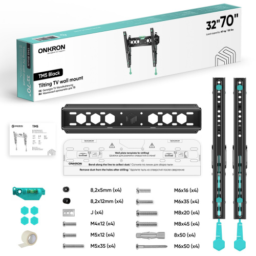 Кронштейн для ТВ Onkron TM5 35"-65" наклонный фото 7