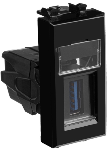 Розетка USB тип А модульная DKC Avanti 1-м. 1 мод. 2000мА черный квадрат картинка