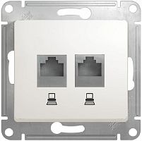 Розетка компьютерная без рамки Systeme Electric Glossa 2-м. RJ45+RJ45 5e белый