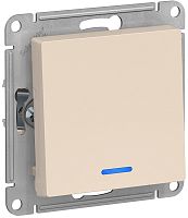 Переключатель с подсветкой без рамки Systeme Electric AtlasDesign 1-кл. проходной бежевый