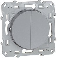 Переключатель без рамки Schneider Electric Odace 2-кл. проходной алюминий