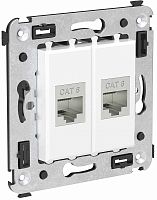Розетка компьютерная экранированная без рамки DKC Avanti 2-м. RJ45+RJ45 6е белое облако