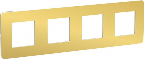 Рамка универсальная Schneider Electric Unica Studio Metal 4-м. золото/бежевый картинка