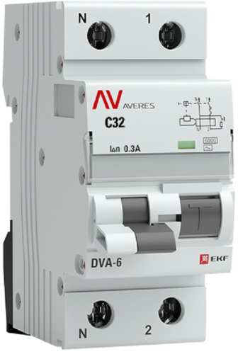 Автомат дифференциального тока АВДТ EKF Averes DVA-6 2п 32А 300мА 6кА C тип A картинка