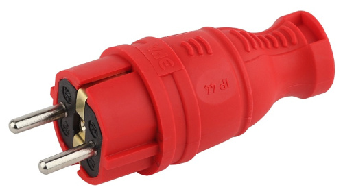 Вилка электрическая с заземлением прямая ЭРА V8-RED-IP44 16А IP44 красный