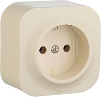 Розетка без заземления накладная Legrand Quteo 1-м. слоновая кость