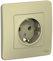 Розетка с заземлением с рамкой Systeme Electric Blanca 1-м. бежевый