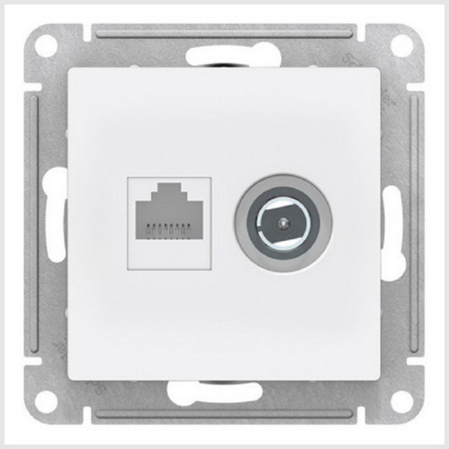 Розетка RJ45+TV Оконечная без рамки Systeme Electric AtlasDesign 2-м. белый фото 2