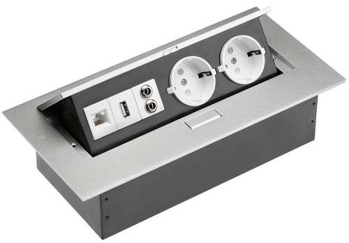 Розетка встраиваемая полуавтоматическая GTV 2-м.+RG45+2хRCA+1xUSB 265х107х60мм без кабеля серебро GTV — купить по цене от 8&nbsp;445 ₽ | ПрофБезопасность