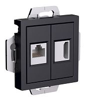 Розетка HDMI+RJ45 без рамки Systeme Electric AtlasDesign 2-м. карбон