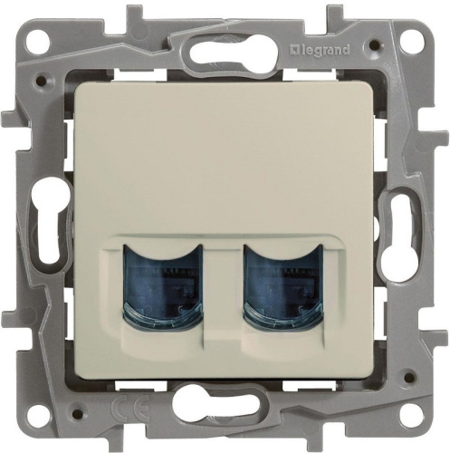 Розетка компьютерная без рамки Legrand Etika 2-м. RJ45+RJ45 6e слоновая кость