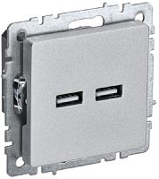 Розетка USB тип A+A без рамки IEK Brite РЮ10-1-БрА 2-м. 3100мА алюминий
