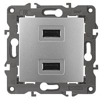 Розетка USB тип A+A без рамки Эра Elegance 2-м. 2100мА алюминий