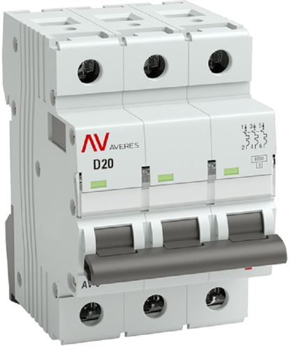 Выключатель автоматический EKF Averes AV-6 3п 20А D 6кА